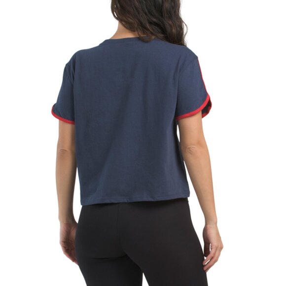 MLB Blue Premier Wordmark Dolphin Hem Crop Top - Picture 2 of 2